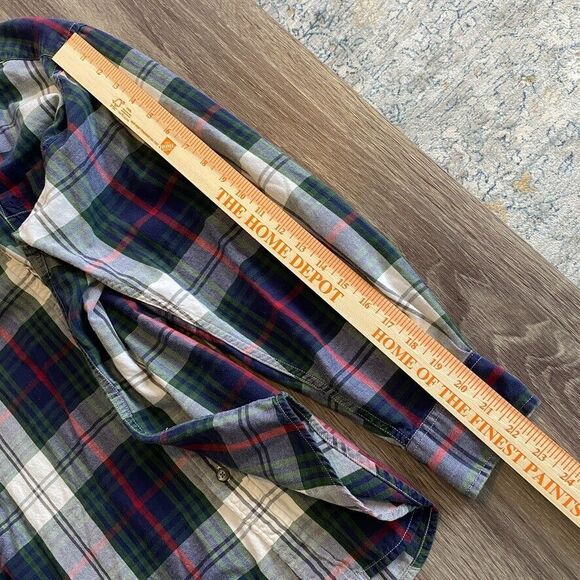VTG Dockers Men's Small Plaid Flannel Cotton Button Down White Blue Green 90's - Picture 12 of 12